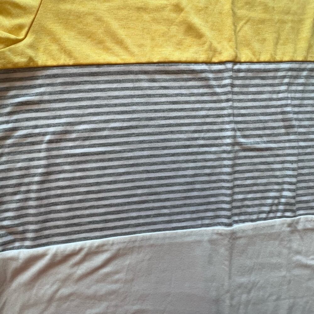 YunJey Yellow Gray White Tri Color Block Stripe Short Sleeve Top Plus 2XL Womens - Picture 9 of 13